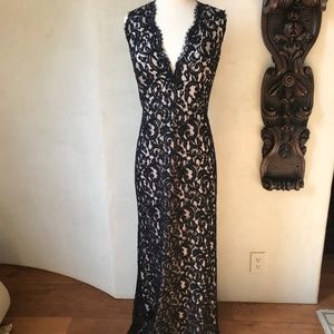 Tadashi Shoji Black Lace Full Length Dress